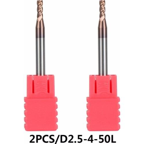 Free Shipping Tungsten Steel End Mills 2pcs/lot D3-4-50 4 Flute Flattened Head CNC Milling High Quality HRC55 Carbide End mills