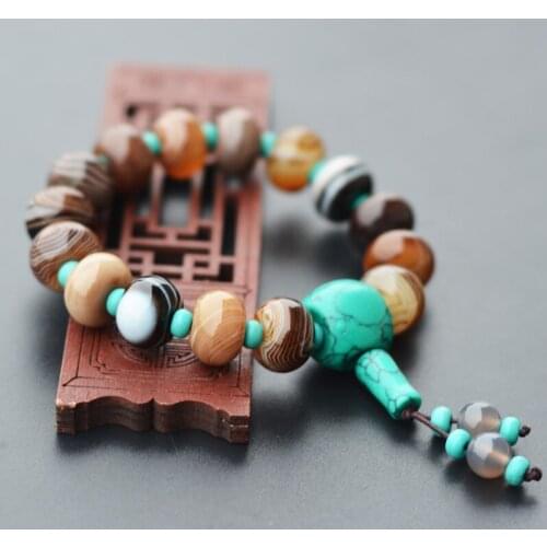 Drop Shipping Jade Bracelets Bangles Natural Wrap Agate Chalcedony Abacus Beads Bracelets Gift for Males Fine Jewelry