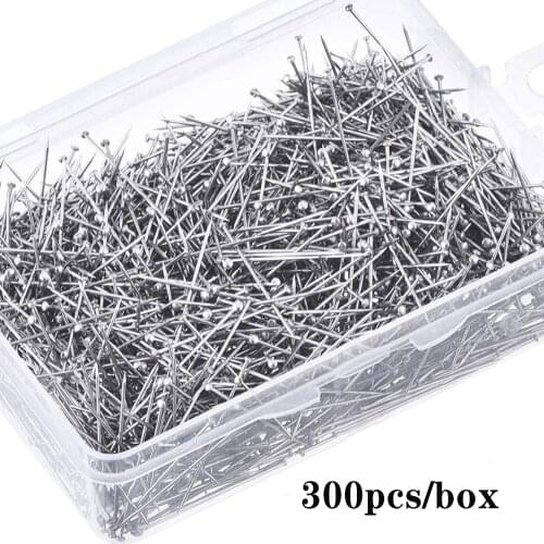 300Pcs 35mm Stainless Steel Sewing Pins Dressmaker Straight Quilting Pins Fine Satin Head Pins for Jewelry Making Sewing Tools