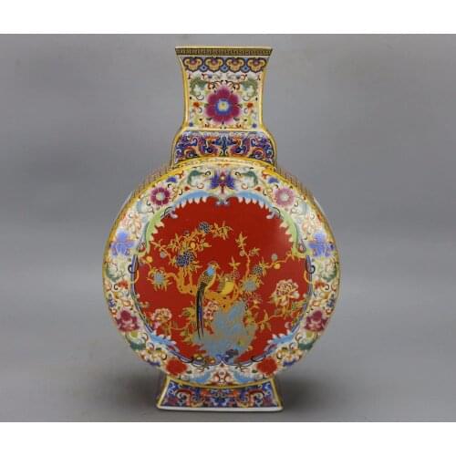 Jingdezhen Antique Enamel Vase Flowers Vases Flower And Birds Pattern Ancient Ming and Qing Porcelain
