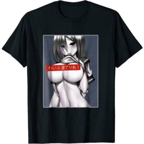 Otaku Lewd Hentai Waifu Material Funny Black T-Shirt Newest Design Tee Harajuku Short Sleeve Tees Men Overszied T-Shirt