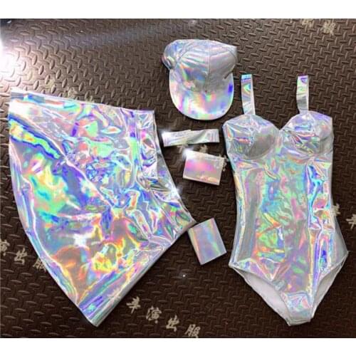 Holographic dance clothing Nightclub dance Set Women Bar dancer DJ