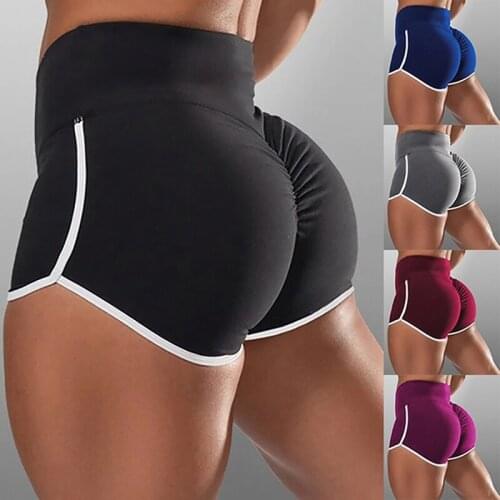 Hot Women Casual Solid Elastic High Waist Push Up Fitness Yoga Shorts Running Gym Stretch Sports Short Pants