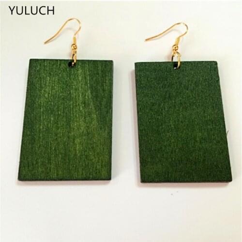 Good quality african Unfinished leaf design green wood earrings jewelry pair 2016 new design personality latest