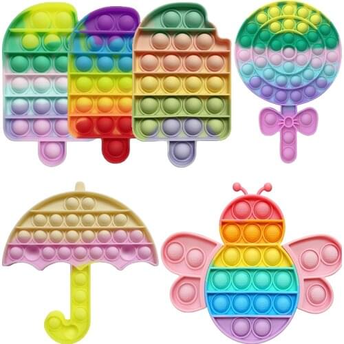 Tie-Dye Push Bubble Anti Stress Relief Toy Fidget Toys Soft Squeeze Toy Ice Cream Board Game Gifts Children Toys Freeshipping