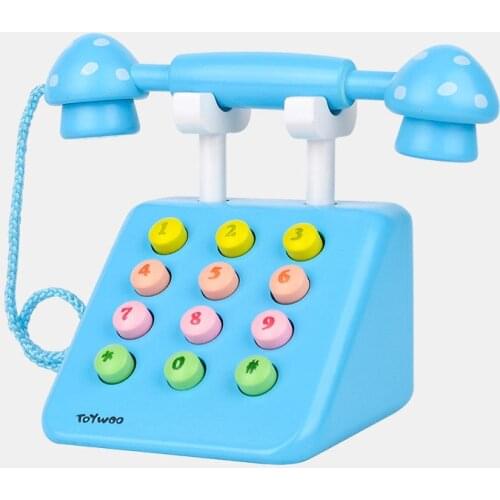 Toy Woo Wooden Toys for Kids Telephone Pretend Play Toys Girls Educational Gift Wooden Toys for Babys Simulation Wooden Phone