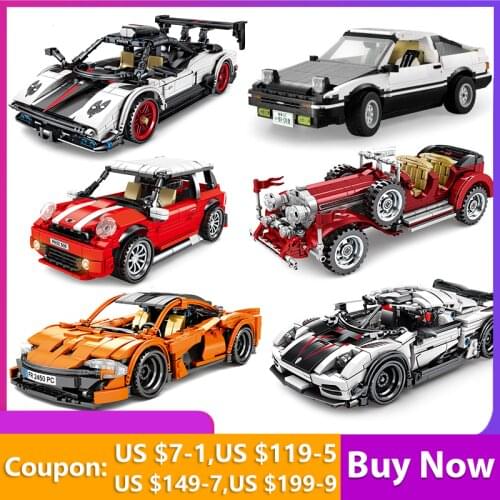 Pull Back Speed Super Racing Car Building Blocks Vehicle Technical Funcation Model Bricks Toy for Boys Gift