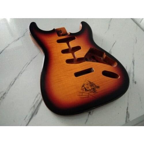 One pcs mahogany wood body flamed maple top inlay beauty girl on it BJ-445