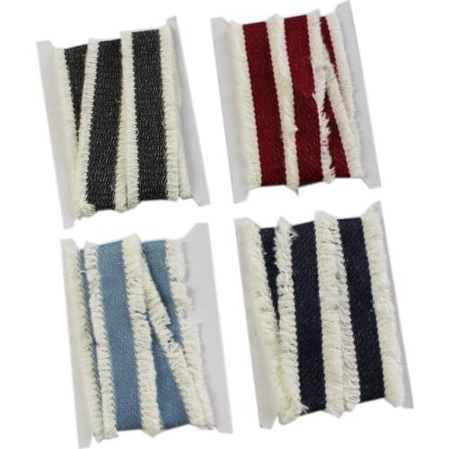 6 yards Fringed Webbing 30 mm Jean fabric ribbon cotton tape Sewing Accessory for bag garment