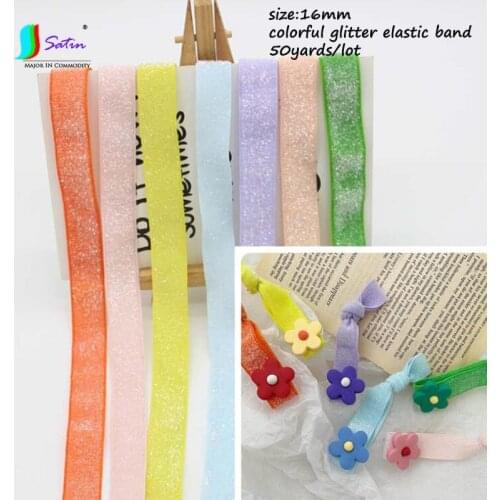 Fashion Best Seller Glitter Width 16mm Candy Color Elastic Band DIY Handmade Dress Knot Hair Rope Fluorescent Color Elastic Band