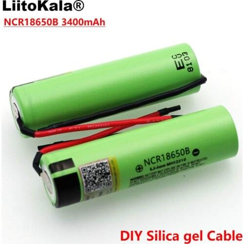 2pcs LiitoKala New Original NCR18650B 3.7 v 3400mAh 18650 Li-ion Rechargeable Battery Welding Silica gel Cable DIY