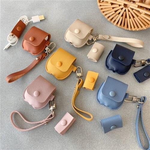 Fashion simple Leather Case For Airpods Case Bluetooth Earphone Protective Cases Luxury Lanyard For Airpods Accessories Funda