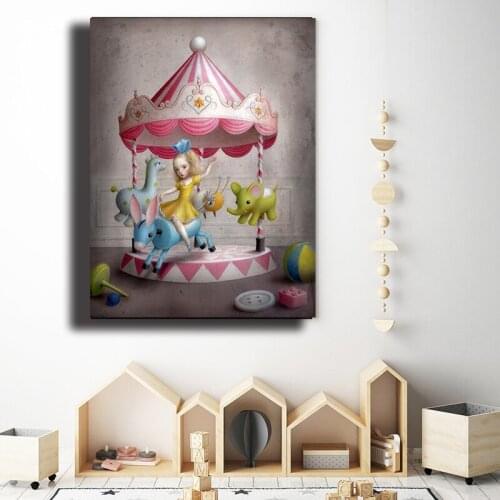 Nicoletta Ceccoli Mary Go Round Art Canvas Poster Painting Wall Picture Print Home Bedroom Decoration No Frame Leroy Watercolor