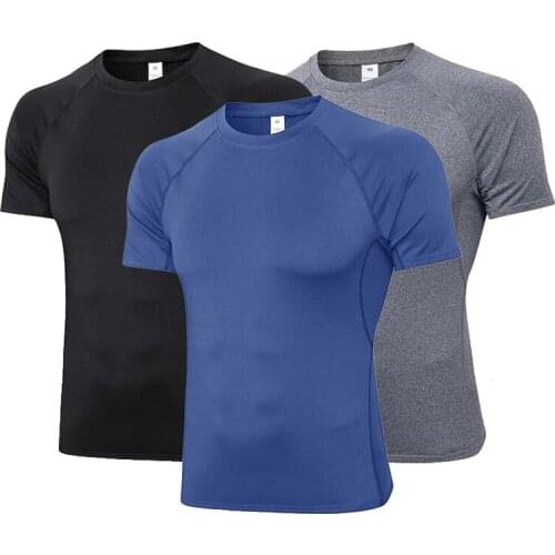 New Short Sleeve Running T Shirt For Men High Elasticity Quick Dry Gym Fitness Training Sports Shirts Male Clothing
