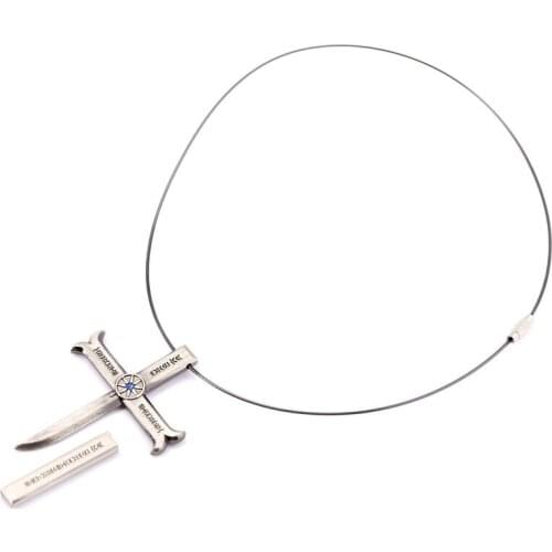 Wholesale 5 Pcs ONE PIECE Necklaces Japanese Anime Figue Dracule Mihawk Alloy Leather Rope Neck Accessories for Women Men Gifts