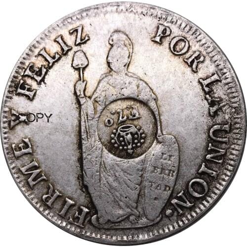 Peru 1833 L MM 8 Reales Lima Coin Metal Cupronickel Plated Silver China Casting Souvenir Collectibles Replica Coins