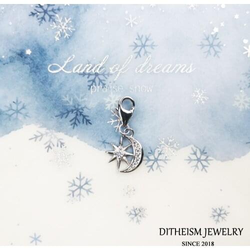 Pendant Charms Moon & Star 925 Sterling Silver Fit Bracelet & Necklacen 2021 New Fine Jewelry DIY Making Gift for Women Girls