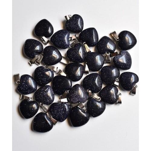 2020 fashion top quality blue sand stone love heart pendants charms fit jewelry making 16mm 50pcs/lot Wholesale free shipping