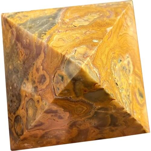 1pcs Natural Crazy Lace Agate Pyramid Yellow Crystal Stones Pyramids For Reiki Healing Decoration