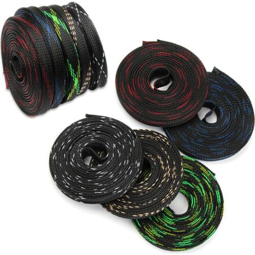Dropship 5M 10M PET Expandable Braided Cable Sleeve Insulation Wire Protecting Nylon wire Sheathing 4 6 8 10 12 15 20 25mm