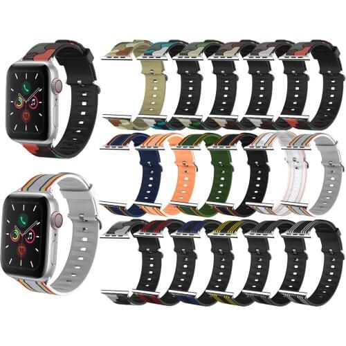 Strap for Apple Watch Rubber Sport Stylish Wristband for Series 6 5 4 38mm 42mm Stainless Steel Buckle for Iwatch SE 3 2 1 40mm