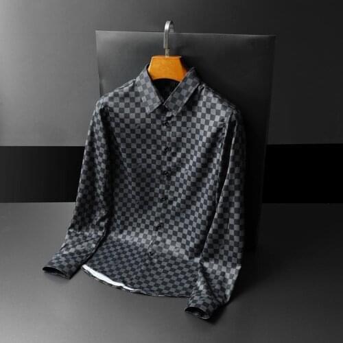 Streetwear Sociale Masculina Plaid Shirts Mannen Jurk Lange Mouwen Grote Mannen Shirt Koffie Kleur Shirts Mannen Jurk 2021