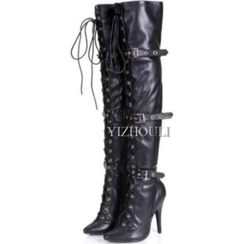 The latest version of the high heel above the knee toe long womens sexy boots, special pole dance 12 cm dance shoes