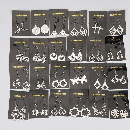 20pairs/Lot Womens Fashion Stainless Steel Hook Drop Dangle Earrings For Women Gift Party Mix Style Not Fade