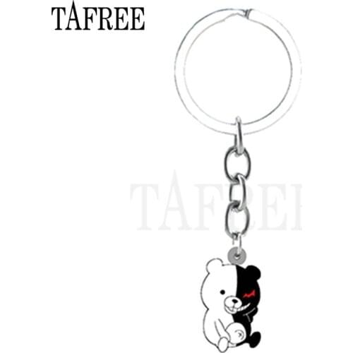 TAFREE Vintage PSP Reasoning Game Super Danganronpa Resin Keyholder Monokuma Naegi Makoto Kyouko Cartoon Key Jewelrys C1750