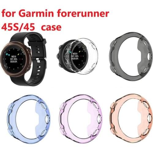Ultra-thin Transparent Color TPU Protective Case Smart Watch Cover for Garmin Forerunner 45S/45 High Quality Protective Shell