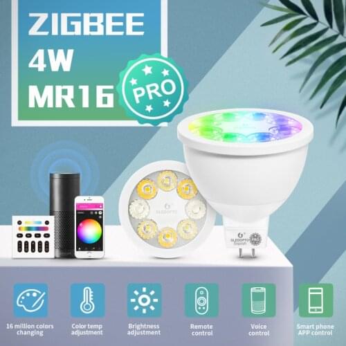 GLEDOPTO RGB+CCT MR16 Smart Spotlight Bulb 4W ZigBee 3.0 APP/Voice/RF Remote Control Work With Alexa Echo Plus SmartThings
