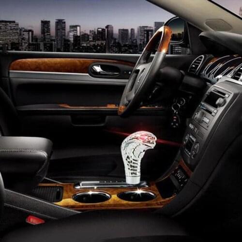 Universal Car Manual Gear Shift Knob Stick LED Eyes Chrome Cobra Snake Cool Shift Lever TD326