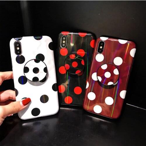 Retro Polka dot wine red laser light gloss phone skin for iPhone X XS case iPhone 6 case for girls 6s Plus 7Plus 8Plus iPhone SE