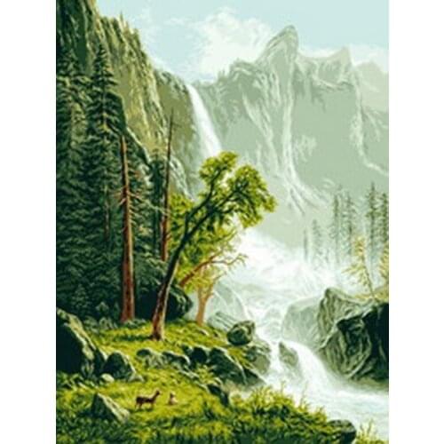 Top Quality Forest Scenery Mountains, Waterfalls Embroidery Needlework 14CT Unprinted Cross Stitch Kits Art DIY Handmade Decor