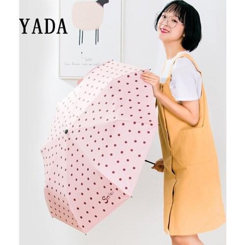 YADA INS Ultralight Mini Cartoon Smaile Dots Umbrellas Rain uv Five Folding Clear Umbrellas For Womens Windproof Umbrella YS904