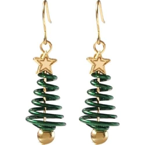 YLWHJJ brand new girls Swirling Christmas Tree Long Earring for wemen Stars Spring Cute fashion jewelry