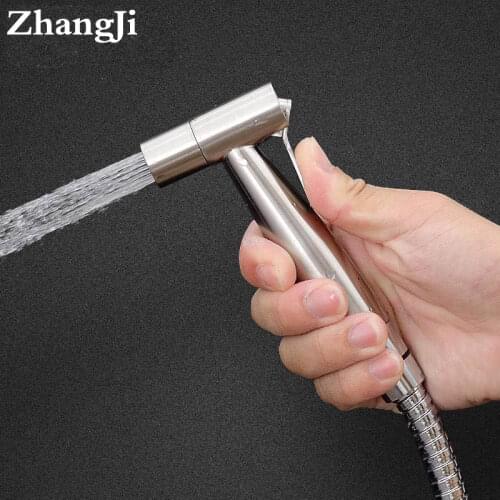ZhangJi Bathroom Straight Bidet Sprayer Head Stainless Steel Brushed Nickel Diaper Bidet Sprayer Head High Pressure Top Quality