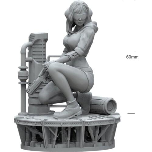 1/18 60mm Resin Model Kits The Future Girl Warrior Figure Unpainted No Color RW-305