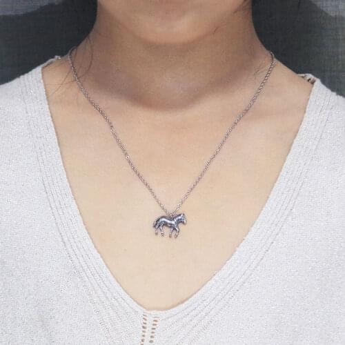 1Pc 3D Zebra Stainless Steel Necklaces Vintage Cute Animal Casting Pinto Pendant Jewelry For Kids Men Women Gift