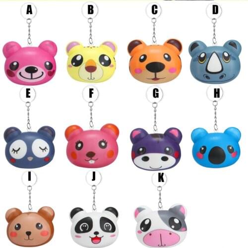 1pc Kawaii Cartoon Animal Slow Rising Cream Scented Keychain Stress Relief Fidget Toy Funny Decompression Squeeze Vent Toy
