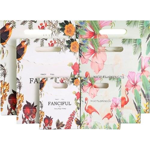 10pcs/pack Creative Wealthy Bird Flamingo Gift Bag Handbag Sticking Handbags For Wedding Party Birthday Gift Paper Bag