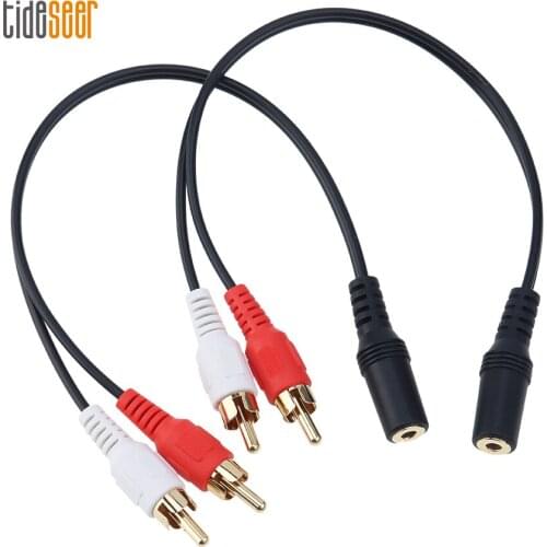 28cm 3.5mm Stereo Female Jack to 2 Male RCA Plug Audio Y Splitter Conversion Cable Adapter for DVD TV VCR to Headphone 100pcs
