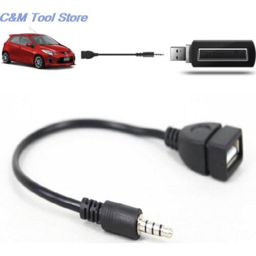 3.5mm Male AUX Audio Plug Jack To USB 2.0 Female Converter Cable Cord For Car MP3