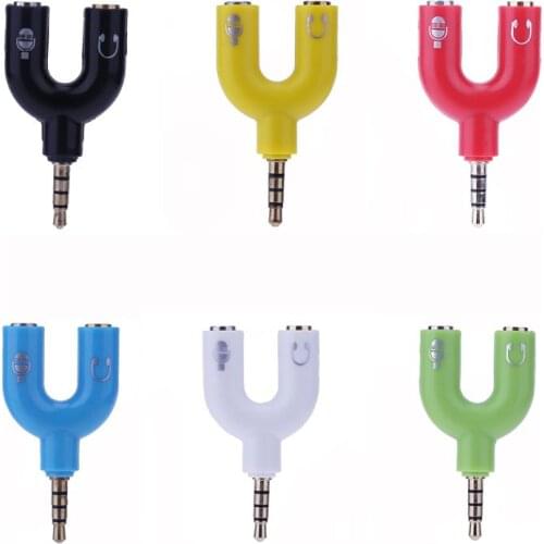 3.5mm Stereo Audio Jack Earphone Headphone 2 Way Unique U Shape Design Splitter Adapter for Laptop Computer