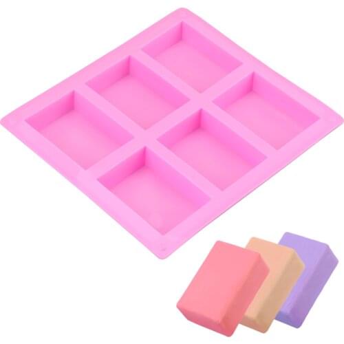 3D Plain Soap Mold DIY Handmade Soap Mould Tray 6 Cavity Rectangle Silicone Soap Mold Handicrafts DIY Tools