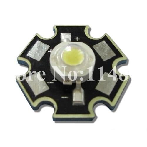 500pcs 1W Pure White 6000K ~ 6500K 90~100LM LED diodes Light With 20mm Star Heatsink