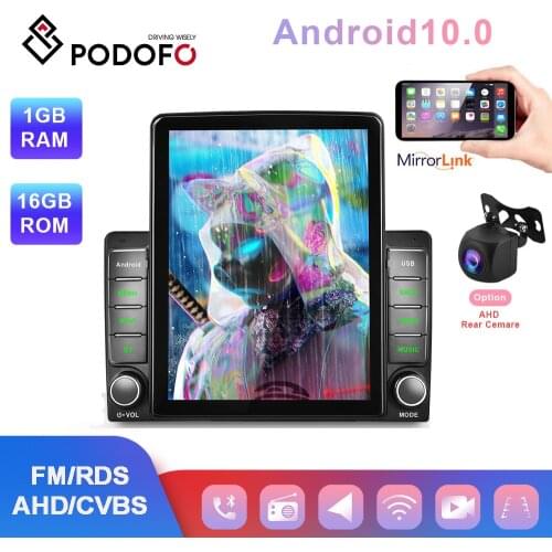 Podofo 2Din Android 10.0 GPS Car Radio Bluetooth WIFI GPS FM/RDS 9.5'' HD 2 din Audio Stereo For VW Nissan Hyundai Toyota Honda