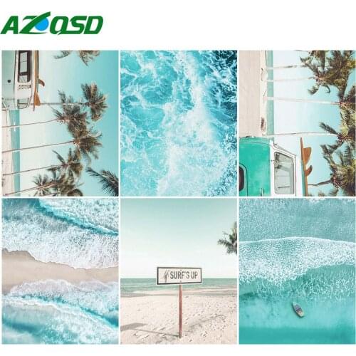 AZQSD Oil Painting By Numbers Seaside Summer Hand Paind Kit Canvas Paint By Numbers Landscape Unique Gift For Child Home Decor