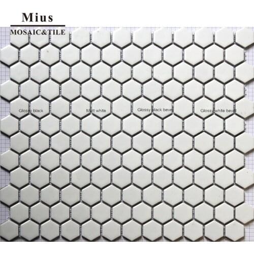 White hexagon ceramic mosaic tile bathroom design