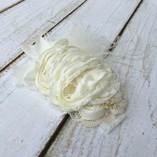 Free Shipping Flower Girl Ivory Headband Kids Hair Accessories Photo Prop